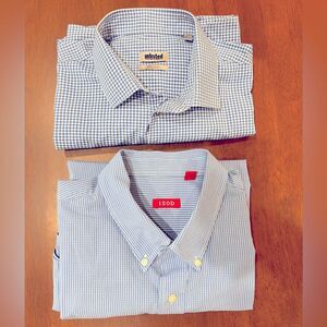 2 shirts bundle. IZOD Size XXL & Unlisted Size 17/17.5 XL. Both Blue and White.